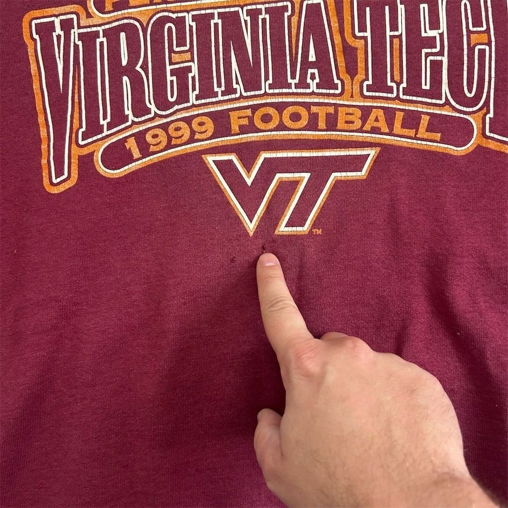 Vintage Virginia Tech‎ Sweater Mens XL Maroon Hokies 1999 Perfect Season 90s - Picture 8 of 11